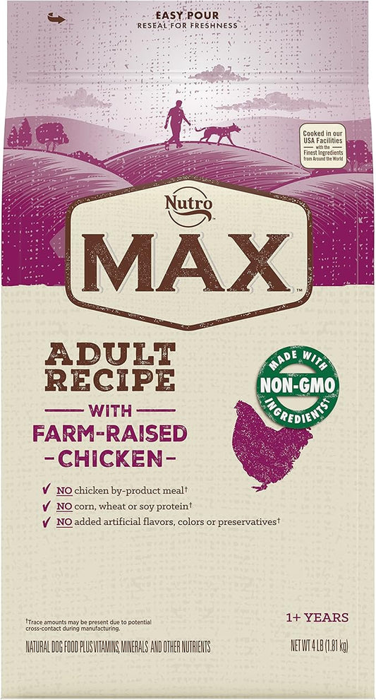 Nutro Max Adult Recipe Dry Dog Food with Farm-Raised Chicken, 4 LB Bag