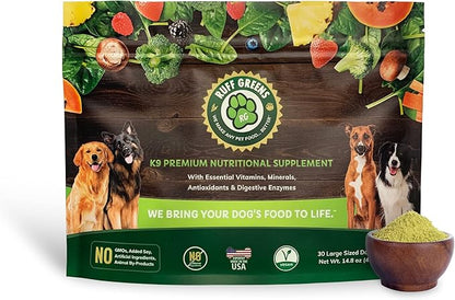 Ruff Greens - Hip & Joint Supplement for Dogs - Probiotics Digestive Enzymes Powder for Mobility Support, Essential Vitamins & Minerals, 13.8 ounce