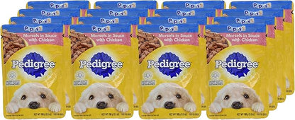 PEDIGREE PUPPY Soft Wet Dog Food Morsels in Sauce With Chicken, 3.5 oz Pouches, 16 Pack