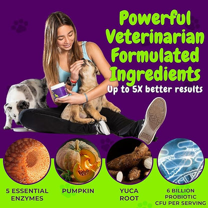 Probiotics and Digestive Enzymes for Dogs - Gut Flora, Digestive Health, Diarrhea & Bowel Support - Functional Dog Supplement Soft Chews for Immune System Boost with Pumpkin