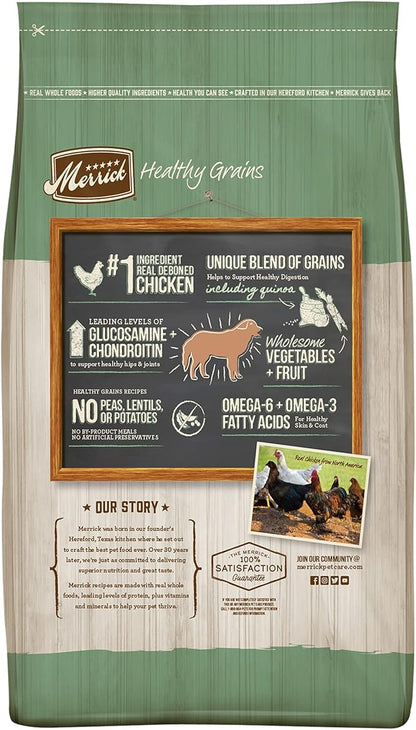 Merrick Healthy Grains Premium Dry Dog Food, Wholesome and Natural Dry Chicken Kibble, Senior Recipe - 25.0 lb. Bag
