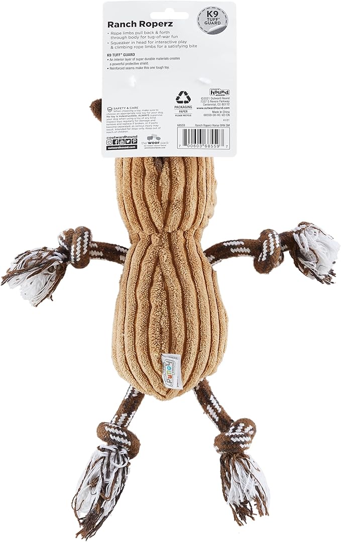 Charming Pet Ranch Roperz Horse Plush Squeaky Dog Toy