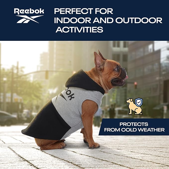 Reebok Dog Hoodie – Fleece Dog Sweater with Leash Hole, Cold Winter Dog Sweatshirt for Small Medium and Large Dogs, Premium Dog Fall Sweater Pullover Hoodie, Cozy Warm Perfect Dog Christmas Outfit