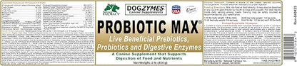 Dogzymes Probiotic Max -10 billion CFU's Probiotics, Prebiotics, Digestive Enzymes - Relieves Diarrhea, Upset Stomach, Constipation, Gas, Allergy, Immunity & Overall Health 1 pound
