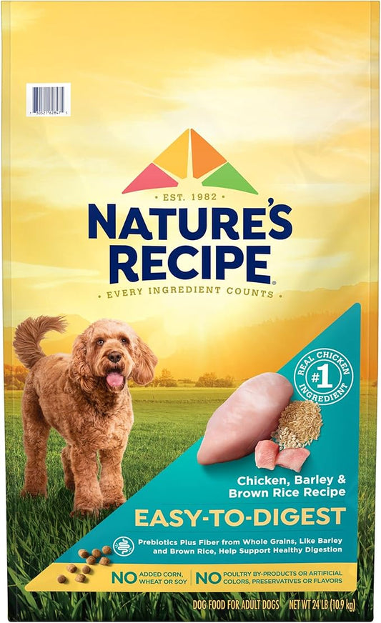 Nature’s Recipe Easy-to-Digest Chicken, Barley & Brown Rice Recipe Dry Dog Food, 24 lb. Bag