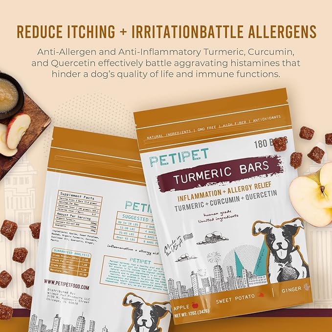 Vegan Organic Turmeric, Curcumin, Quercetin Plant Based Soft Chews for Seasonal Allergies, Itch, Skin Hot Spots, Immune & Digestive Health (180 Count)…