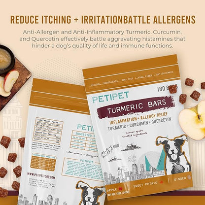 Vegan Organic Turmeric, Curcumin, Quercetin Plant Based Soft Chews for Seasonal Allergies, Itch, Skin Hot Spots, Immune & Digestive Health (180 Count)…