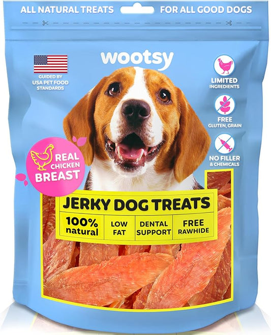 Chicken Jerky Dog Treats - Rawhide Free - Dental Health Support Dog Snacks - Real Chicken - Grain Free, Low-Calorie, High-Protein, Canine Chews, 12 oz