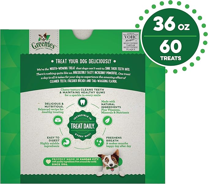 Greenies Original Petite Natural Dental Care Dog Treats, 36 oz. Pack (60 Treats)