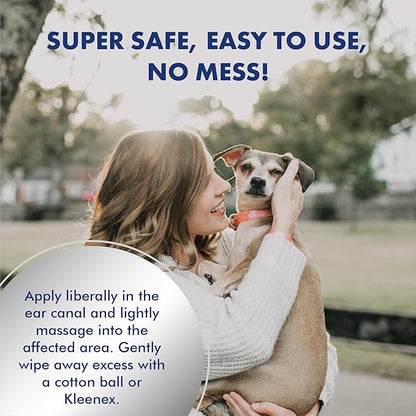PetSilver Natural Ear Wash Flush with Patented Chelated Silver Formula, Cat and Dog Ear Cleaner and Treatment, Sooth and Clean Itchy and Inflamed Ears, Easy to Use, Made in USA, 4 oz.