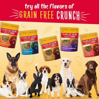 Charlee Bear Grain Free Bear Crunch Dog Treats 2 Flavor Variety Bundle: (2) Bacon & Blueberry Flavor and (2) Turkey, Sweet Potato & Cranberry Flavor, 8 Ounces Each (4 Pack)