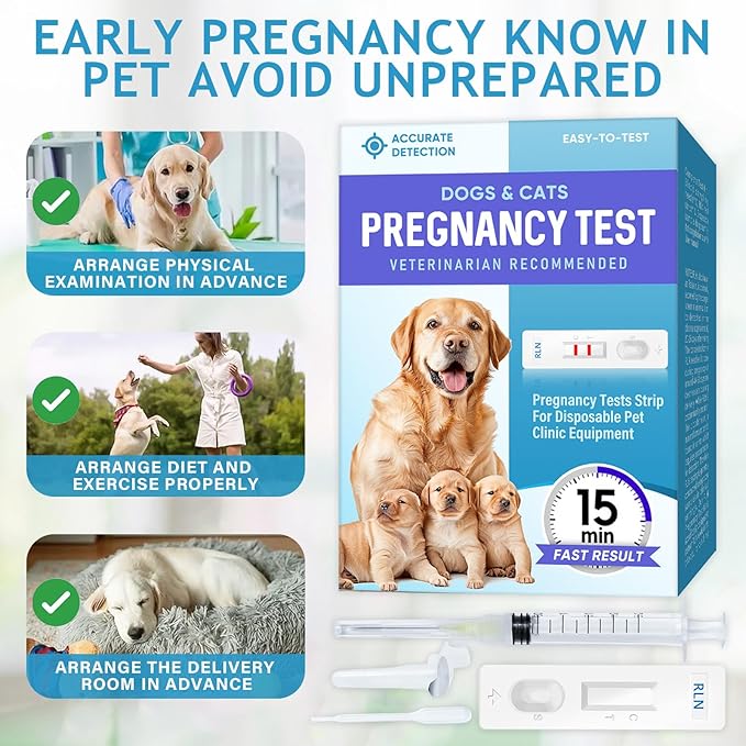 Dog Pregnancy Test Kit at Home, White, Fast and Accurate Detection, Pregnancy Tests Strip for Dog Disposable Pet Clinic Equipment, Simple Operation for Early Pregnancy Detection Yourself at Home