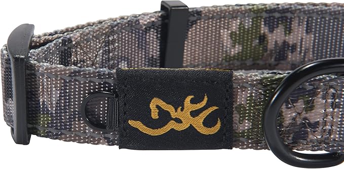 Browning Classic Preformance Webbing Pet Collar, Fully Adjustable, Available in Solid Colors and Camo Patterns, Ovix Camo, Medium