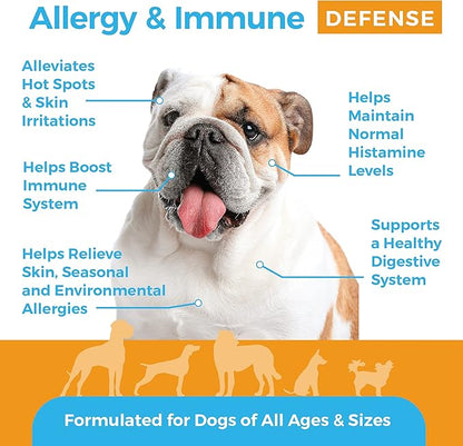 Shed Defender All Natural Allergy Relief & Probiotics Soft Chew Supplements for Dogs - Veterinarian Formulated Anti Itch & Hot Spots Omega 3 Fish Oil, Colostrum - 90 ct.