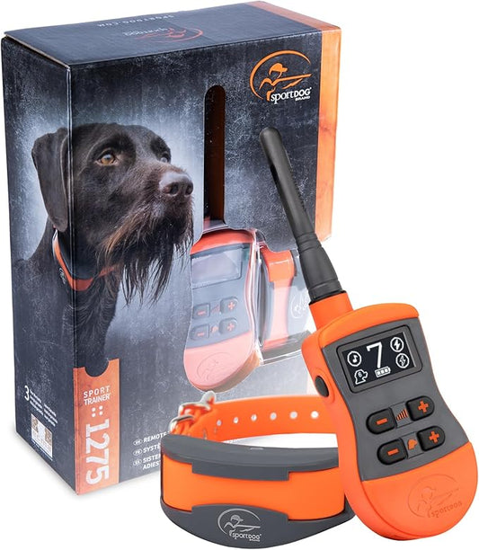 SportDOG Brand SportTrainer 1275 Shock Collar - 3/4 Mile Range - OLED Screen - Waterproof, Rechargeable E-Collar with Remote - Train with Tone, Vibration, and Static, Orange