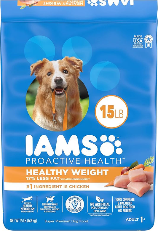 IAMS Adult Healthy Weight Control Dry Dog Food with Real Chicken, 15 lb. Bag