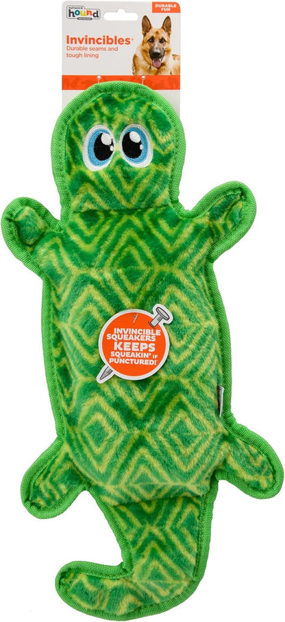 Outward Hound Durablez Tough Plush Squeaky Dog Toy, Gecko, Green, Large