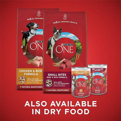Purina ONE Tender Cuts in Gravy Chicken and Brown Rice, and Beef and Barley Entrees Wet Dog Food Variety Pack - (2 Packs of 6) 13 oz. Cans