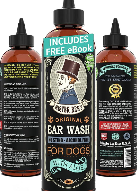 MISTER BEN'S Original Dog Ear Cleaner - Natural, Effective Dog Ear Infection Treatment & Cleanser (Wash)