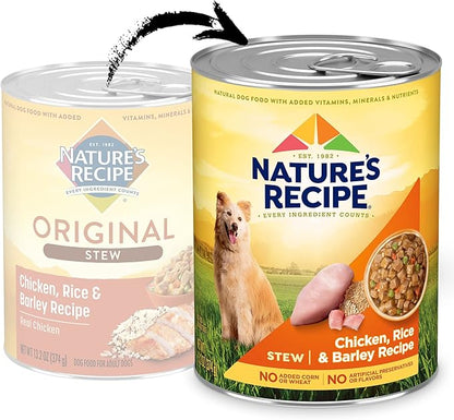 Nature’s Recipe Stew Chicken, Rice & Barley Recipe Wet Dog Food, 13.2 oz. Can, 12 Count