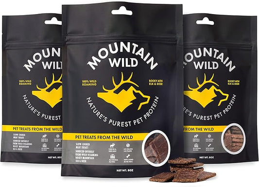Venison Jerky Dog Treats, Grain Free, All Natural, No Fillers, No Artificial Preservatives - Nature's Purest Dog Treats - 8 oz Bag (3 Pack)