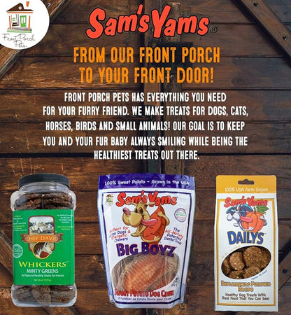 Sam's Yams Sweet Potato Dog Treats, Healthy Dog Treats for Small, Medium, and Large Breed Dogs - Made in USA, High Fiber, Vegan Dental Chews - Veggie Rawhide, Sweet Potato Dog Chewz, 14oz(Pack of 3)