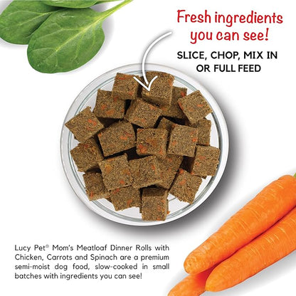 Lucy Pet Dinner Rolls-Mom's Meatloaf Chicken with Carrots and Spinach 2.75oz/36 ct. Box