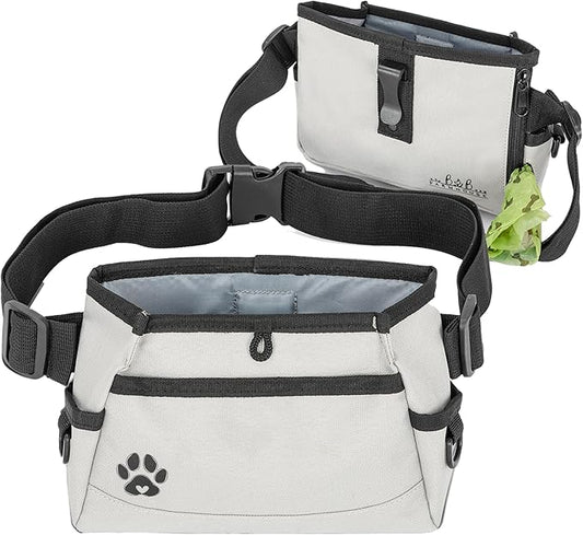 Dog Treat Pouches for Pet Training - Custom Design - Dog Treat Bag for Dog Training & Behavior Aids - Fanny Pack for Dog Walking Bag - Puppy Training Treat Pouch & Snacks Bag Pouch (Grey)
