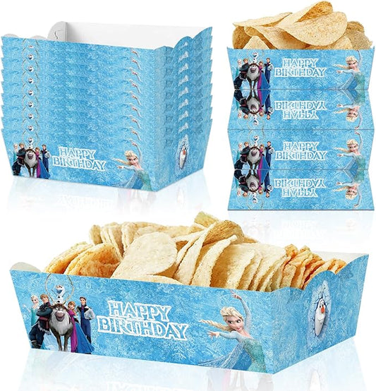 30Pack Frozen Birthday Party Supplies, Frozen Food Tray Party Favors Paper Food Serving Tray,Frozen Paper Trays.5.5 x 4.5 x2IN