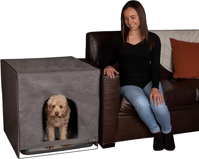 Pet Gear Pro Pawty, Potty Training Aid for Pee Pad/Grass Patch, Removable Tray Holds Pad Included, Hides Messes, Optional Wall Guard, Dog Litter Box, Pro Pawty ONLY- Medium, Charcoal