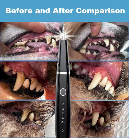 Dog Plaque and Tartar Remover - Dog Teeth Cleaning Kit, Dog Dental Tools to Remove Plaque and Tartar, Ultrasonic Dog Tooth Tartar Remover Tool with Intelligent Detection and LED Light, Black