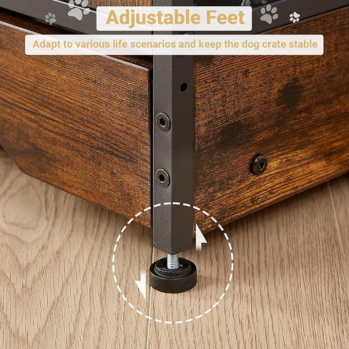 75'' Double Dog Crate Furniture for 2 Large Dogs, Heavy Duty Dog Crate, Furniture Style Dog Crate End Table, Wood Crates for Dogs Kennel Indoor, Decorative Dog Crate with Double Door, Brown