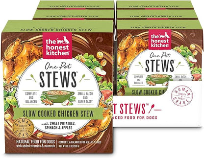 The Honest Kitchen One Pot Stews: Slow Cooked Chicken Stew with Sweet Potato, Spinach & Apples Wet Dog Food, 10.5 oz x6