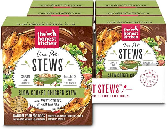 The Honest Kitchen One Pot Stews: Slow Cooked Chicken Stew with Sweet Potato, Spinach & Apples Wet Dog Food, 10.5 oz x6