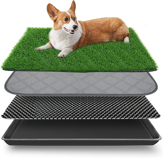 Dog Grass Pad with Tray, Dog Potty Grass for Puppy Training, Artificial Fake Grass for Dogs to Pee on Indoor Outdoor