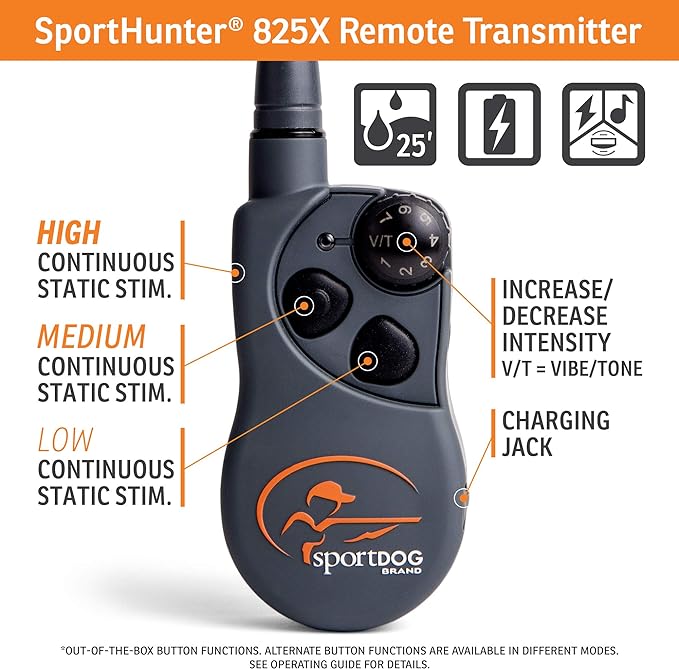 SportDOG Brand SportHunter 825X Shock Collar - 1/2 Mile Range - Dog Training Collar with Shock, Vibrate, and Tone, Rechargeable Remote Trainer