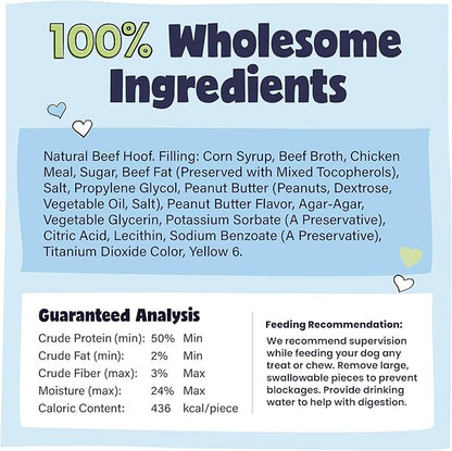 Pawstruck Peanut Butter Filled Cow Hooves for Dogs - Made in The USA Dog Dental Treats & Dog Chews Beef Hoof - 5 Count - Packaging May Vary