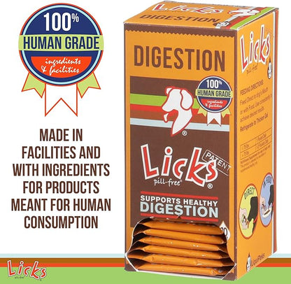 Licks Pill-Free Dog Digestion - Dog Gut Health and Gas Relief - Bloating Relief and Digestion Supplement for Dogs - Dog Health Supplies - Gel Packets - 30 Use