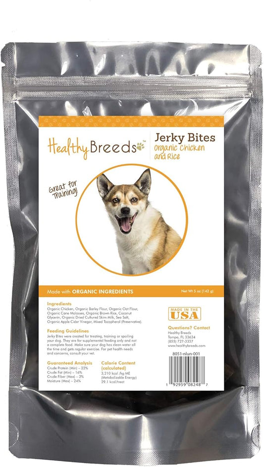 Healthy Breeds Norwegian Lundehund Jerky Bites Chicken & Rice Recipe Dog Treats 5 oz