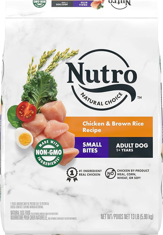 NUTRO NATURAL CHOICE Adult Small Bites Dry Dog Food, Chicken & Brown Rice Recipe Dog Kibble, 13 lb. Bag