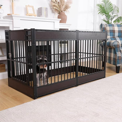 Dog Playpen, 31.5" Height Dog Pen Indoor, Heavy Duty, Safe and Sturdy, Furniture Style Puppy playpen (Black)