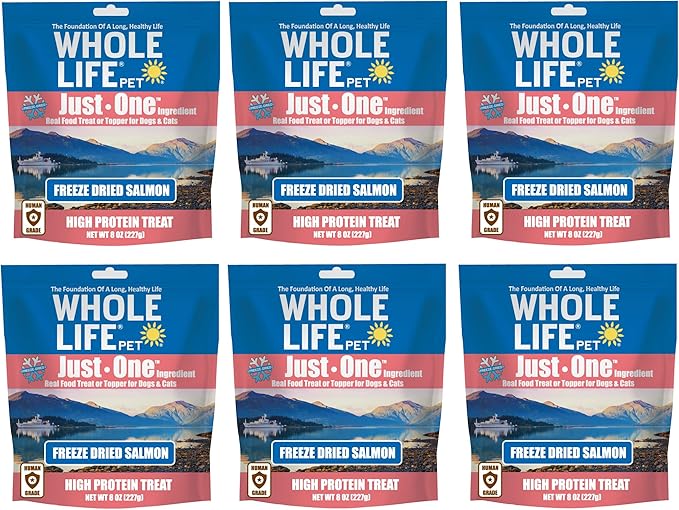 Whole Life Pet Just One Salmon Dog and Cat Value Packs - Human Grade, Freeze Dried, One Ingredient - Protein Rich, Grain Free, Made in The USA