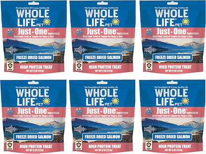 Whole Life Pet Just One Salmon Dog and Cat Value Packs - Human Grade, Freeze Dried, One Ingredient - Protein Rich, Grain Free, Made in The USA