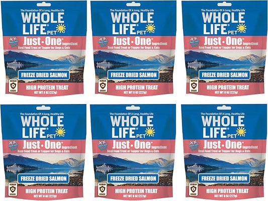 Whole Life Pet Just One Salmon Dog and Cat Value Packs - Human Grade, Freeze Dried, One Ingredient - Protein Rich, Grain Free, Made in The USA