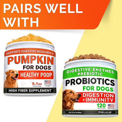 Pumpkin for Dogs - Pack of 2 - 16.2oz High Fiber Powder Supplement - Stool Consistency and Softener - Diarrhea, Constipation, Upset Stomach, Food Sensitivity, Scoot - Digestion Support - Made in USA