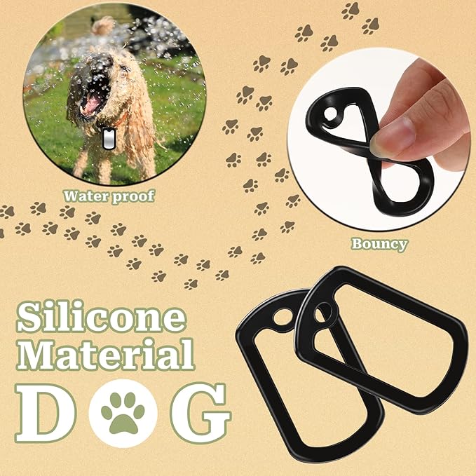 10 Pack Military Dog Tag Silencers, Military Engraved Dog Tag Silicone Case with 4 Chains Black Army Dog Tags Silencers for Authentic Military Id Tags Rubbers Case to Reduce Noise and Protect Tag