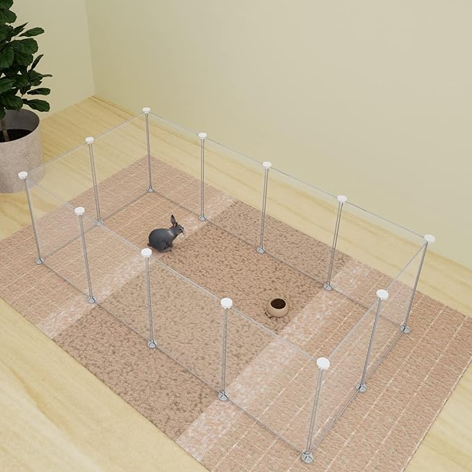 Pet Playpen Portable Small Animals Playpen, Pet Fence Yard Fence for Guinea Pigs, Bunny, Ferrets, Mice, Hamsters, Hedgehogs, Puppies, Turtles-12 Panel