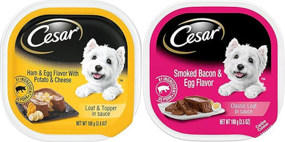 Cesar Soft Wet Dog Food Classic Bundle with 08 Flavors(1 Unit Each Flavor) . Total Units .Bundle a 1 roll Green Bone Waste Bag., 3.5 Ounce (Pack of 8)