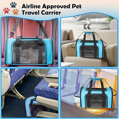 Dog Cat Carrier Pet Carriers for Small Medium Large Cats Dogs Carrier Soft Sided Small Puppy Dog Carrier Portable Foldable Airline Approved Dog Cat Travel Carrier Blue Large