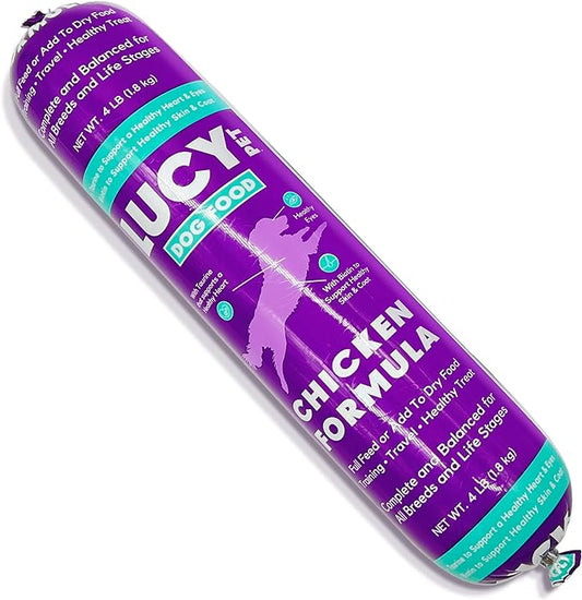 Lucy Pet Products Chicken Formula Dog Food Roll 4 lb, Meaty, Semi-Moist Dog Food (100600075)